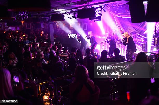 Natalie Appleton, Shaznay Lewis, Nicole Appleton and Melanie Blatt of All Saints perform on stage at Vevo's Late Night At Ronnie Scott's during...