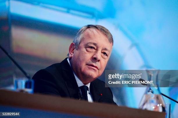 Antoine Frerot, CEO of French international water and utilities group Veolia Environnement, looks on during the group's general meeting in Paris on...