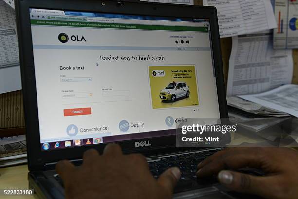 Cab booking on website on October 1, 2015 in Bengaluru, India.