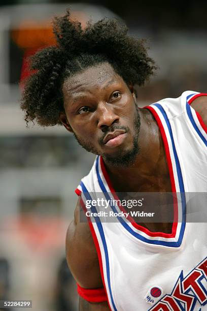 Ben Wallace of the Detroit Pistons waits for play to resume against the Sacramento Kings on March 6, 2005 at Arco Arena in Sacramento, California....