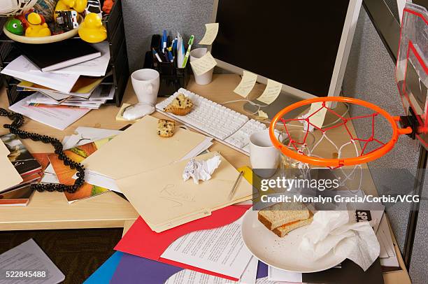 messy desk - toy basketball hoop stock pictures, royalty-free photos & images