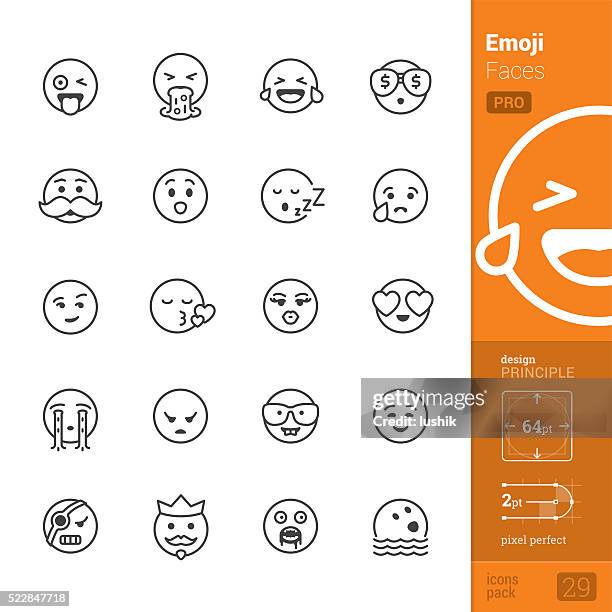 emotion face vector icons - pro pack - sneering stock illustrations