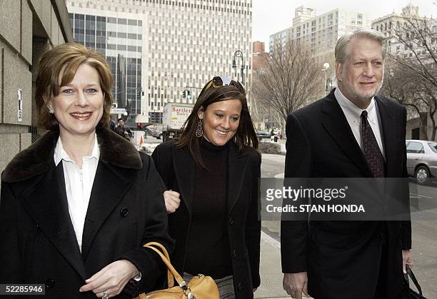 Former WorldCom Inc. CEO Bernard Ebbers arrives at federal court with his wife, Kristie and an unidentified woman 07 March, 2005 in New York as a...