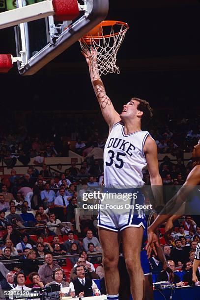 Duke Blue Devils' Danny Ferry goes to the basket for a layup ball during a NCAA game circa 1986-1989.