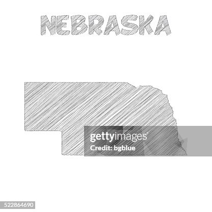 Nebraska Drawing Nebraska Map Hand Drawn On White Background High-Res Vector Graphic ...