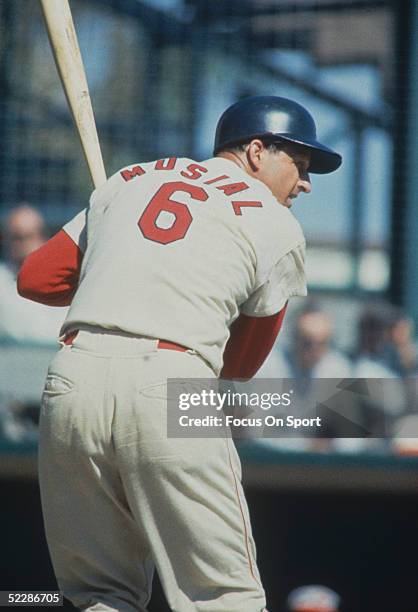 St. Louis Cardinals' outfielder Stan Musial stands ready at the plate during a game circa 1941-1963.