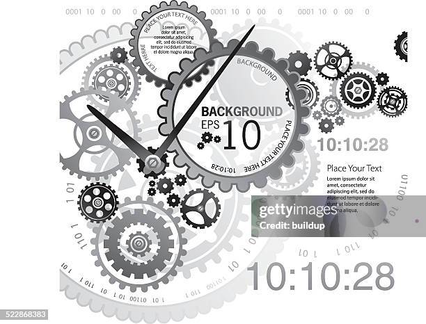 illustrazioni stock, clip art, cartoni animati e icone di tendenza di sfondo meccanismi - clocks go forward