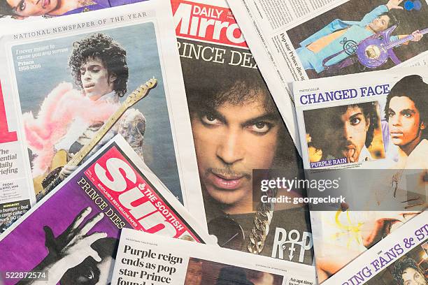 newspaper tributes to prince following his passing - prince stockfoto's en -beelden