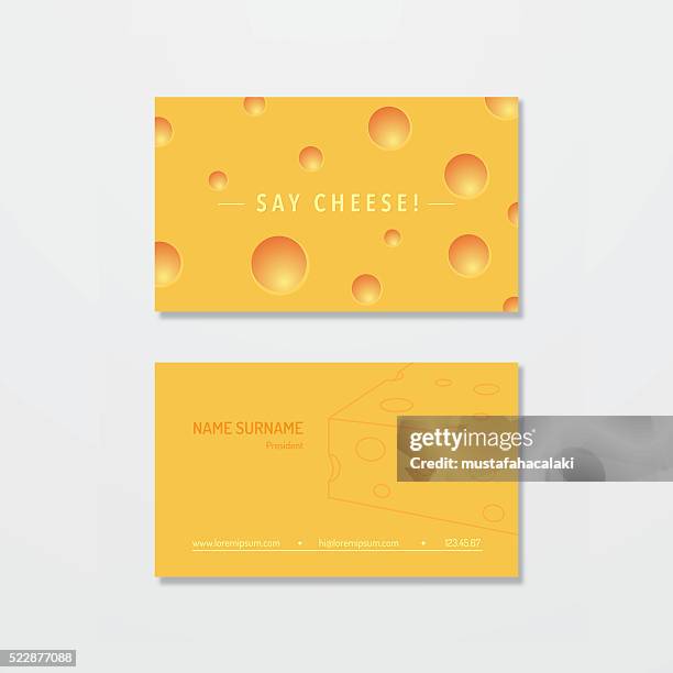 cheese maker business card design - cheese slices stock illustrations