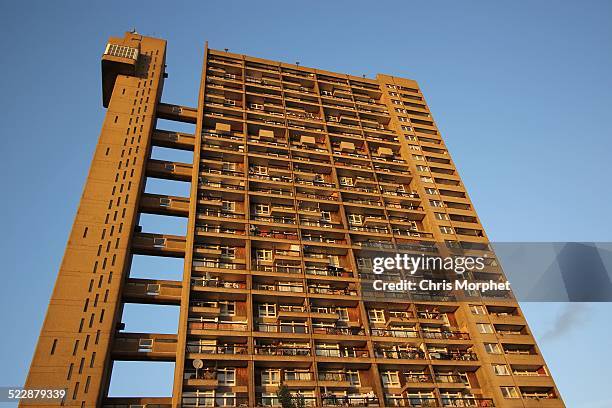 View of the Trellick Tower block of flats in North Kensington, west London, 20th October 2014. Designed in the Brutalist style by architect Erno...