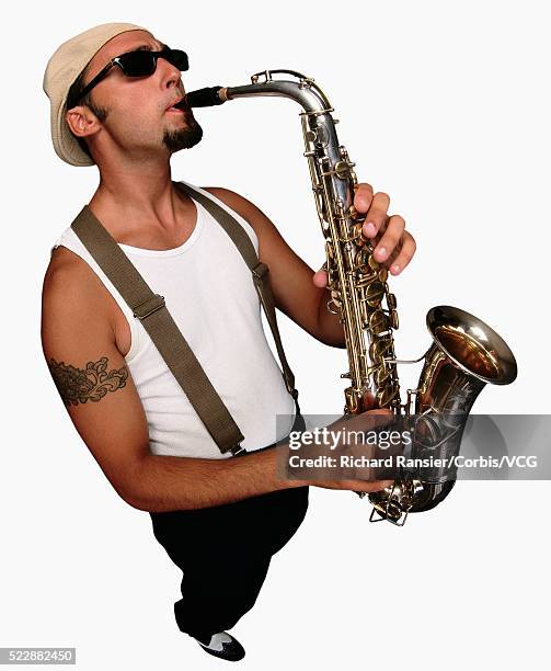 saxophonist - saxofoon stockfoto's en -beelden