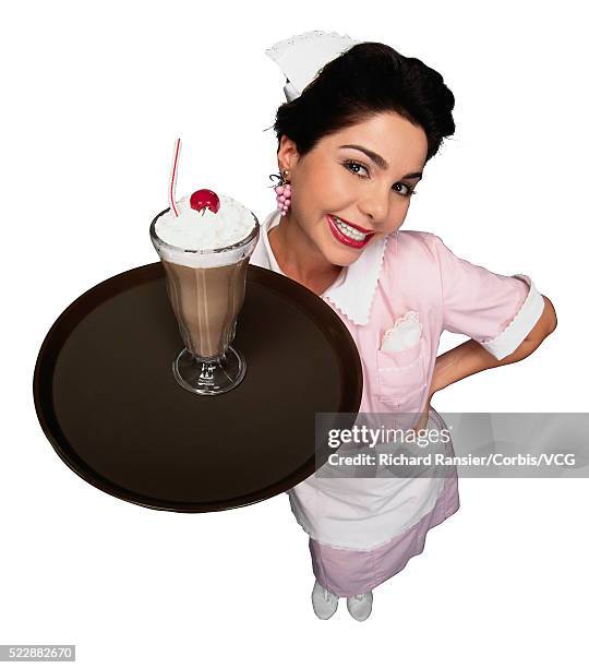 Milkshake Operator Holding Chocolate Milkshake Photos and Premium High Res Pictures ...