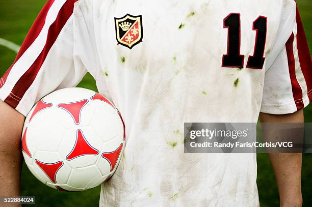 soccer player with ball - blank sports jersey stock pictures, royalty-free photos & images