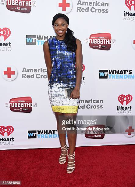 Singer-songwriter Coco Jones arrives at Tubeathon 2016 at the iHeartRadio Theater on April 20, 2016 in Burbank, California.