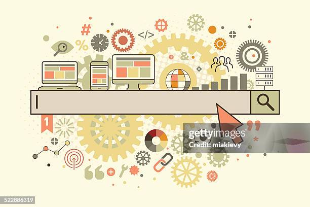 search box - looking at desktop computer screen stock illustrations