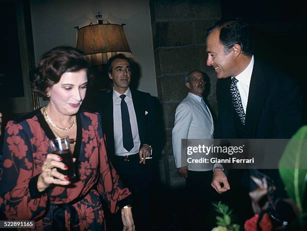 Alfonso of Borbon with his mother in low Carmen Franco, mother of his wife Carmen Martinez Bordiu Madrid, Spain. .