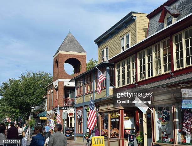 people on street in downtown doylestown - doylestown stock pictures, royalty-free photos & images