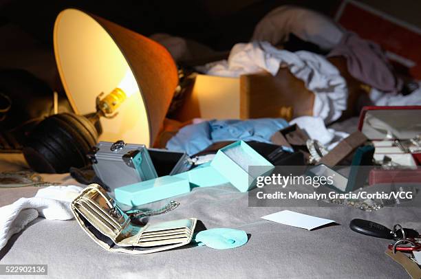 personal accessories at a crime scene - jewelry robbery stock pictures, royalty-free photos & images