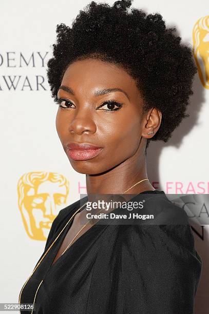 Michaela Coel attends the House of Fraser British Academy Television and Craft Nominees Party at The Mondrian Hotel on April 21, 2016 in London,...