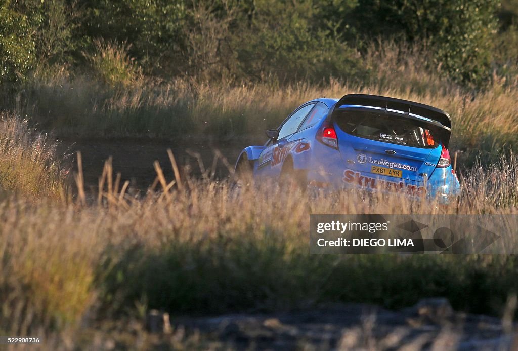 Henning Rally Driver Norwegian driver Henning Solberg steers his Ford Fiesta RS WRC with ...