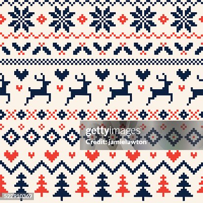 À la main motif sans couture de Noël avec le renne, coeur, sapins de Noël et les flocons de neige À la main motif sans couture de Noël avec le renne, coeur, sapins de Noël et les flocons de neige