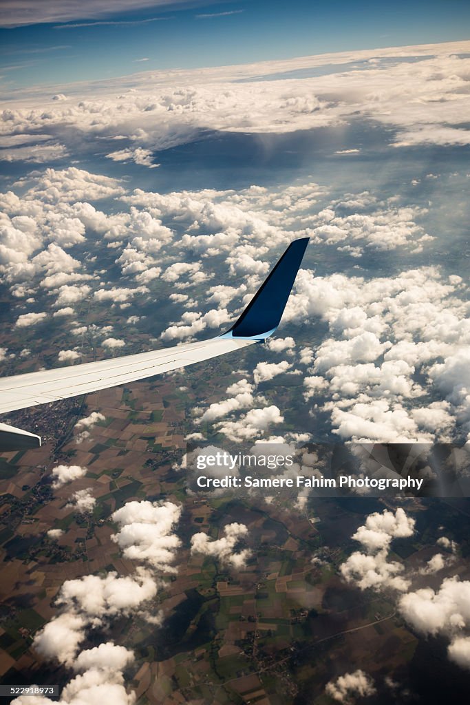 View through airplane window