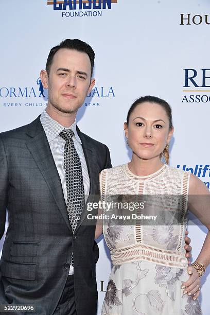 Colin Hanks and Samantha Bryant attend the Norma Jean Gala benefiting Hollygrove at Taglyan Complex on April 20, 2016 in Los Angeles, California.