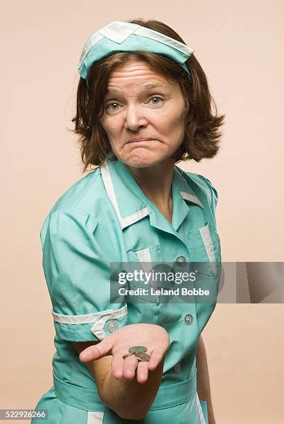 waitress with bad tip - overworked waitress stock pictures, royalty-free photos & images
