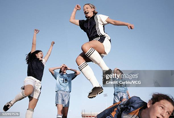 soccer team celebrating - vintage football player stock pictures, royalty-free photos & images