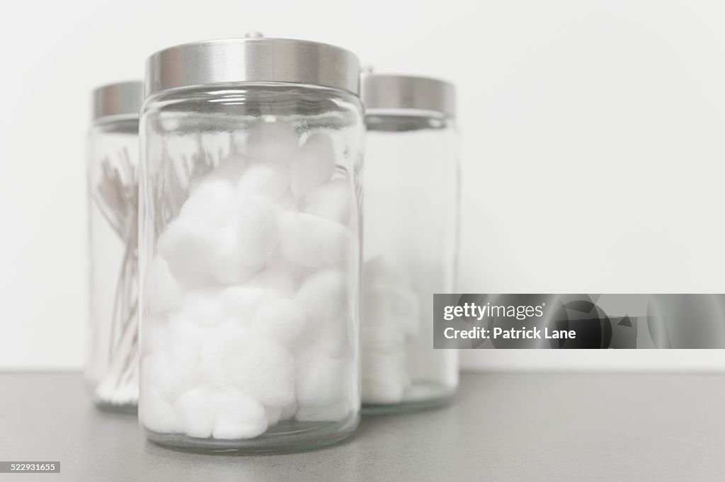 Cotton Balls and Swabs in Jars