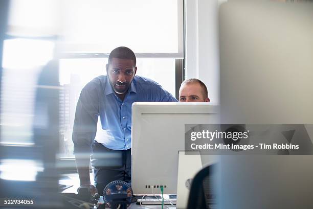 Man Working In Cubicle 101 Office Workers Busy In Cubicle Workspaces Focus On Male Stock ...