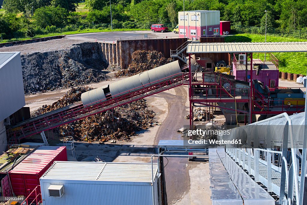 Germany, Baden-Wurttemberg, incinerator TREA Breisgau, Roofed conveyor and sorter