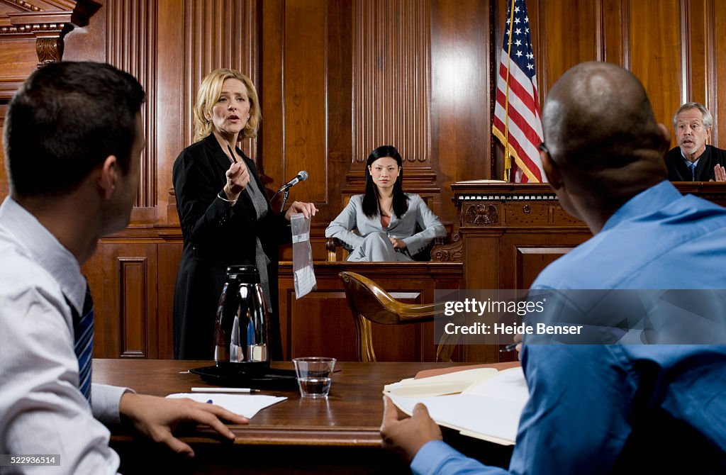 Lawyer Presenting Evidence During Trial