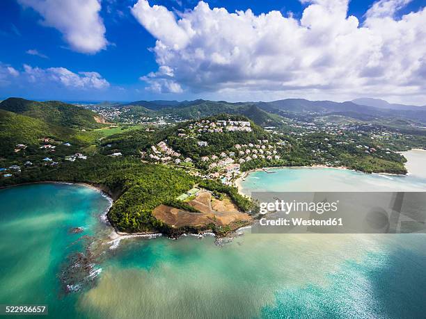 caribbean, st. lucia, choc bay, aerial photo of calabash cove resort - saint lucia stockfoto's en -beelden