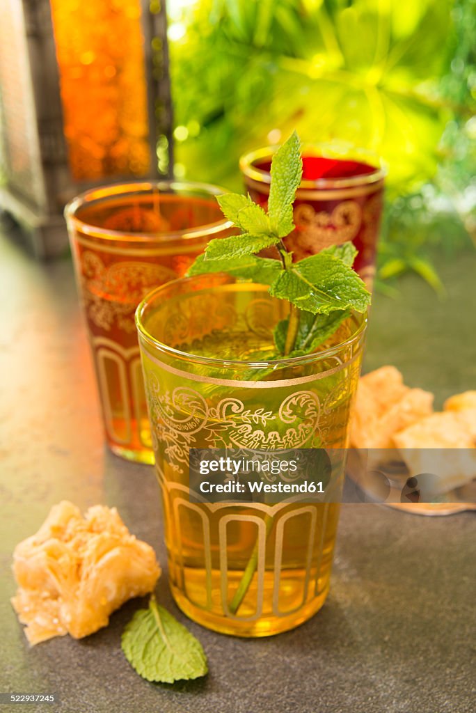 Turkish Peppermint Tea in a glass with fresh peppermint