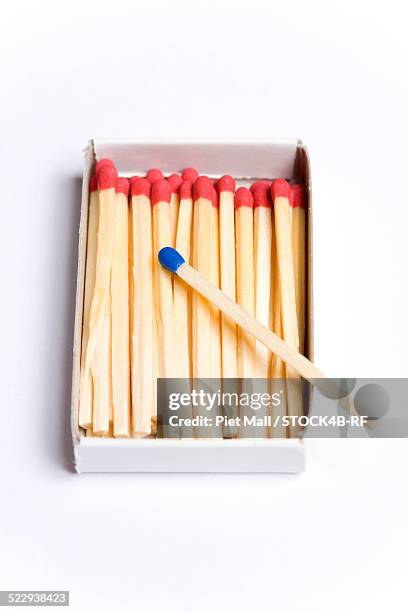 blue match on box with red matches - match box isolated stock pictures, royalty-free photos & images