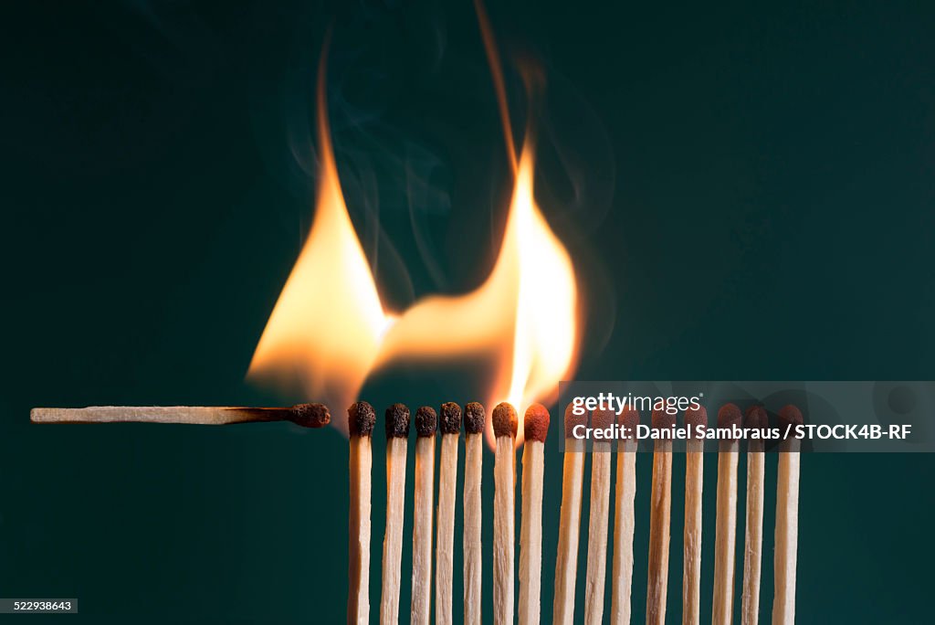 Matchsticks are being inflamed