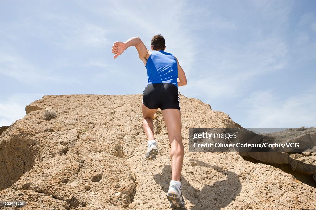 Man running uphill