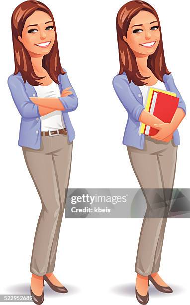 female student with long hair - skinny teen stock illustrations