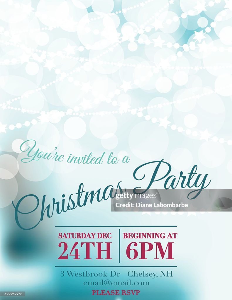 Bokeh Lights Christmas Party Invitation Template High-Res Vector ...