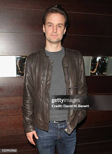 Henry Shields attend the press night after party for "The Comedy About A Bank Robbery" at Mint Leaf on April 21, 2016 in London, England.