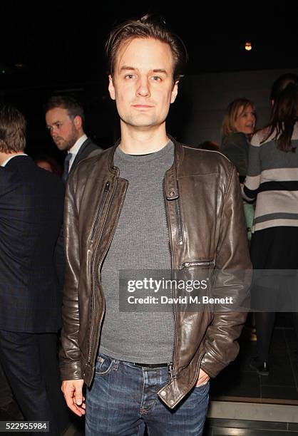 Henry Shields attend the press night after party for "The Comedy About A Bank Robbery" at Mint Leaf on April 21, 2016 in London, England.