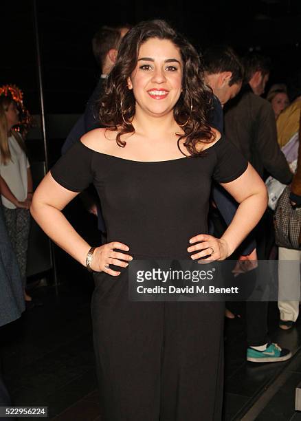 Cast member Nancy Wallinger attends the press night after party for "The Comedy About A Bank Robbery" at Mint Leaf on April 21, 2016 in London,...