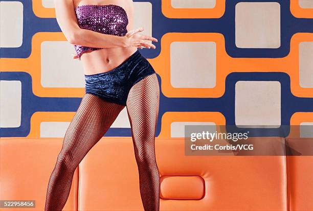sexy woman dancing in club - white fishnet tights stock pictures, royalty-free photos & images