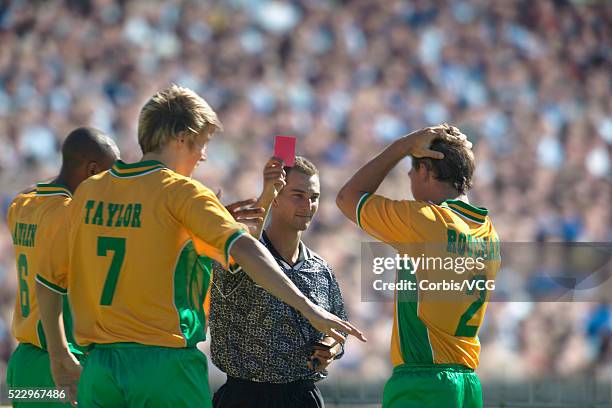 referee ejecting soccer player - sad football player stock pictures, royalty-free photos & images