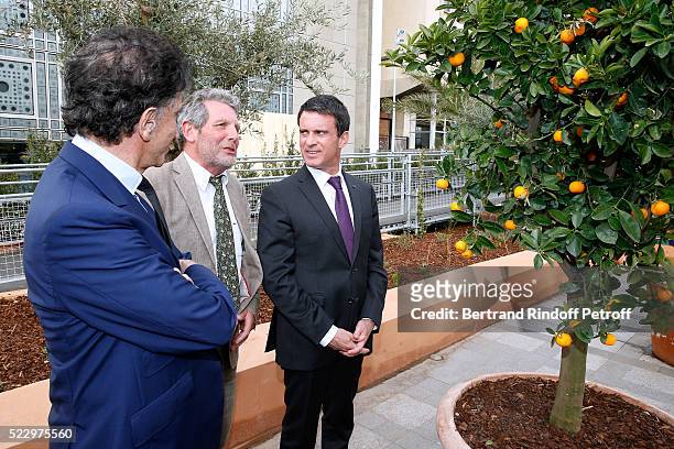 President of the 'Institut du Monde Arabe' Jack Lang, Creator of the Ephemere Garden, Landscaper Michel Pena and French Prime Minister Manuel Valls...
