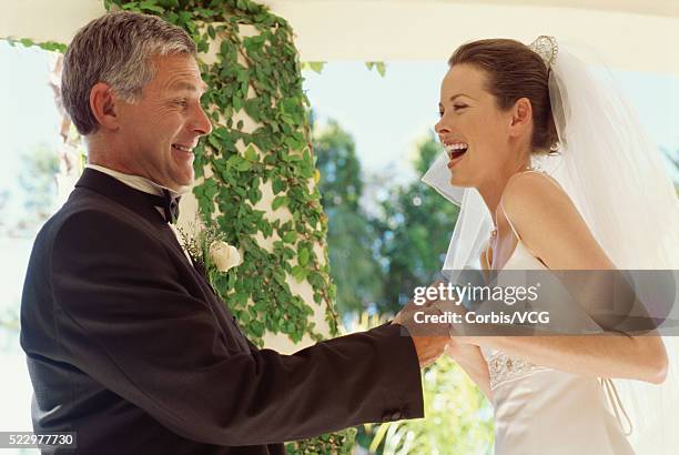 bride's father dancing with bride at wedding reception? - daughter wedding stock pictures, royalty-free photos & images