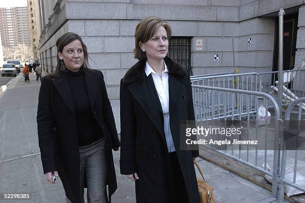 Carly and Kristie Ebbers, the daughter and wife, respectively, of Bernie Ebbers, former chief executive officer of WorldCom, take a break from...