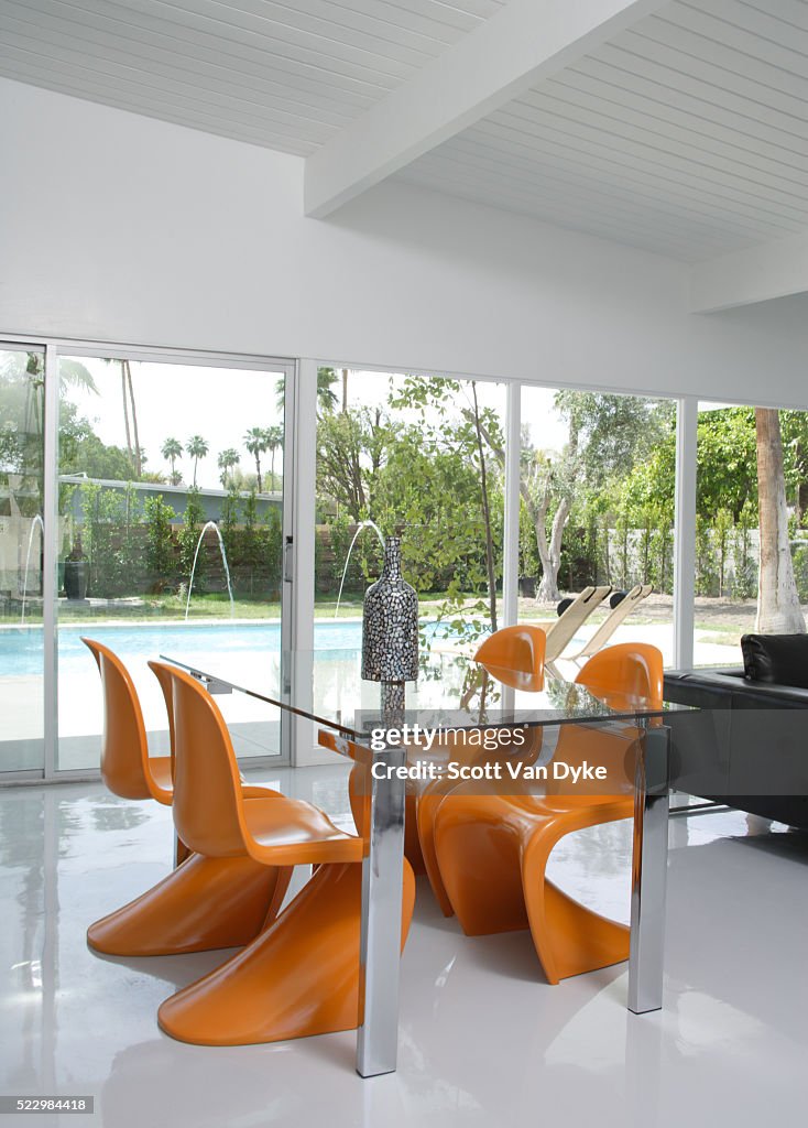 Orange Panton Chairs for Dining Table