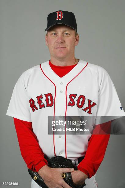 Curt Schilling of the Boston Red Sox poses for a portrait on February 28, 2004 in Ft. Myers, Florida.